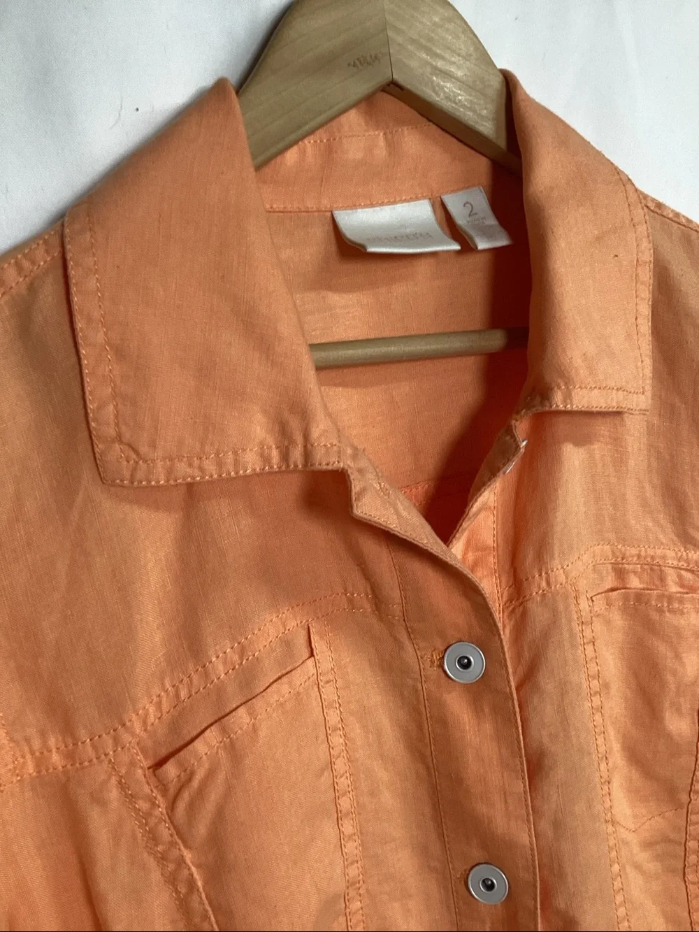 CHICO’S Cantaloupe Linen Trucker Jacket Size 2
